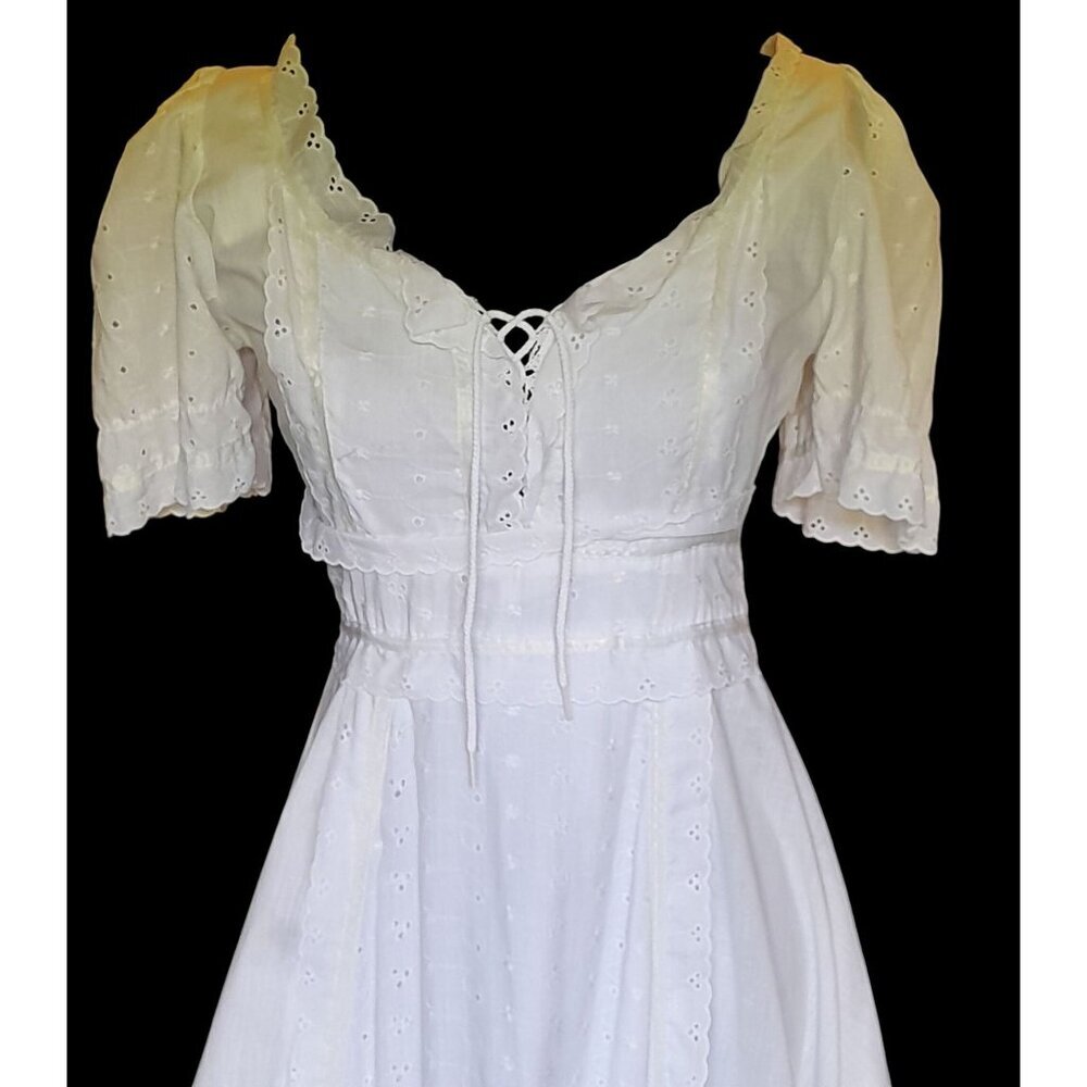 White Maxi Dress with Lace-Up Bodice - Picture 3 of 11